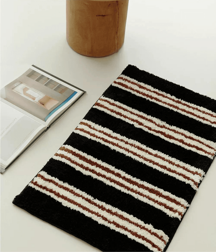 Retro Black Striped Bath Mat