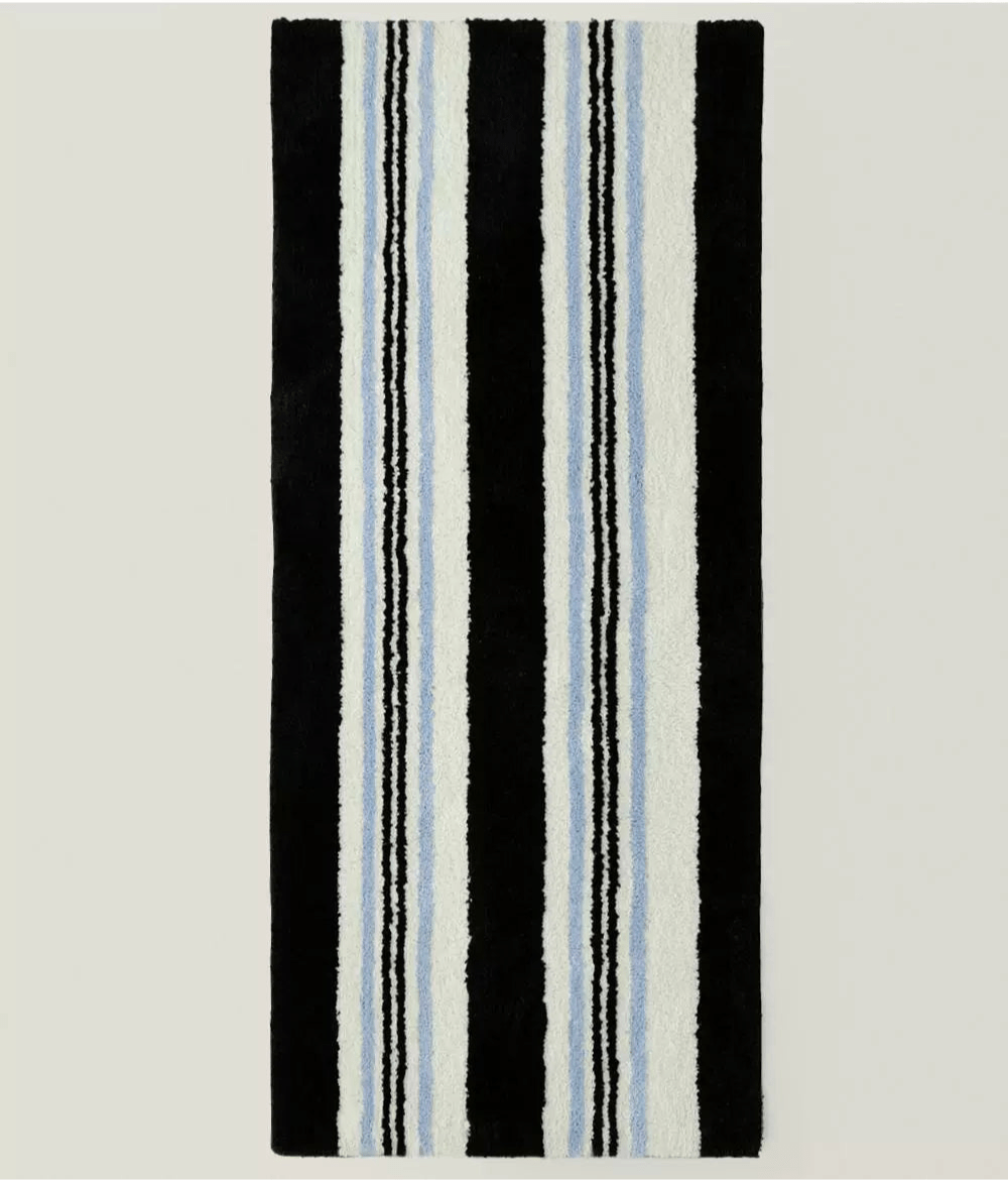 Retro Blue Stripes Runner Rug