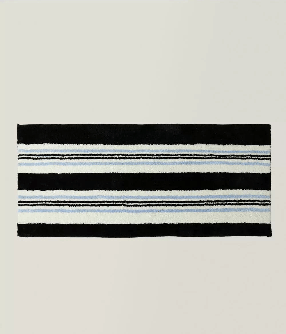 Retro Blue Stripes Runner Rug