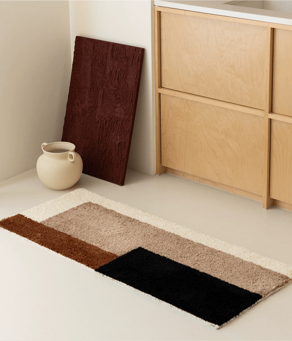 Retro Brown Color Block Runner Rug