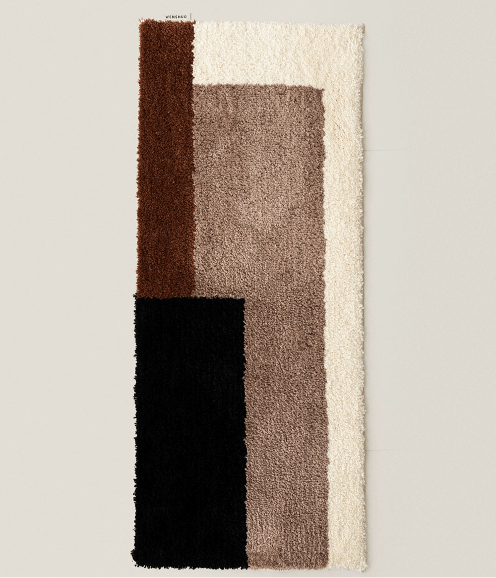 Retro Brown Color Block Runner Rug