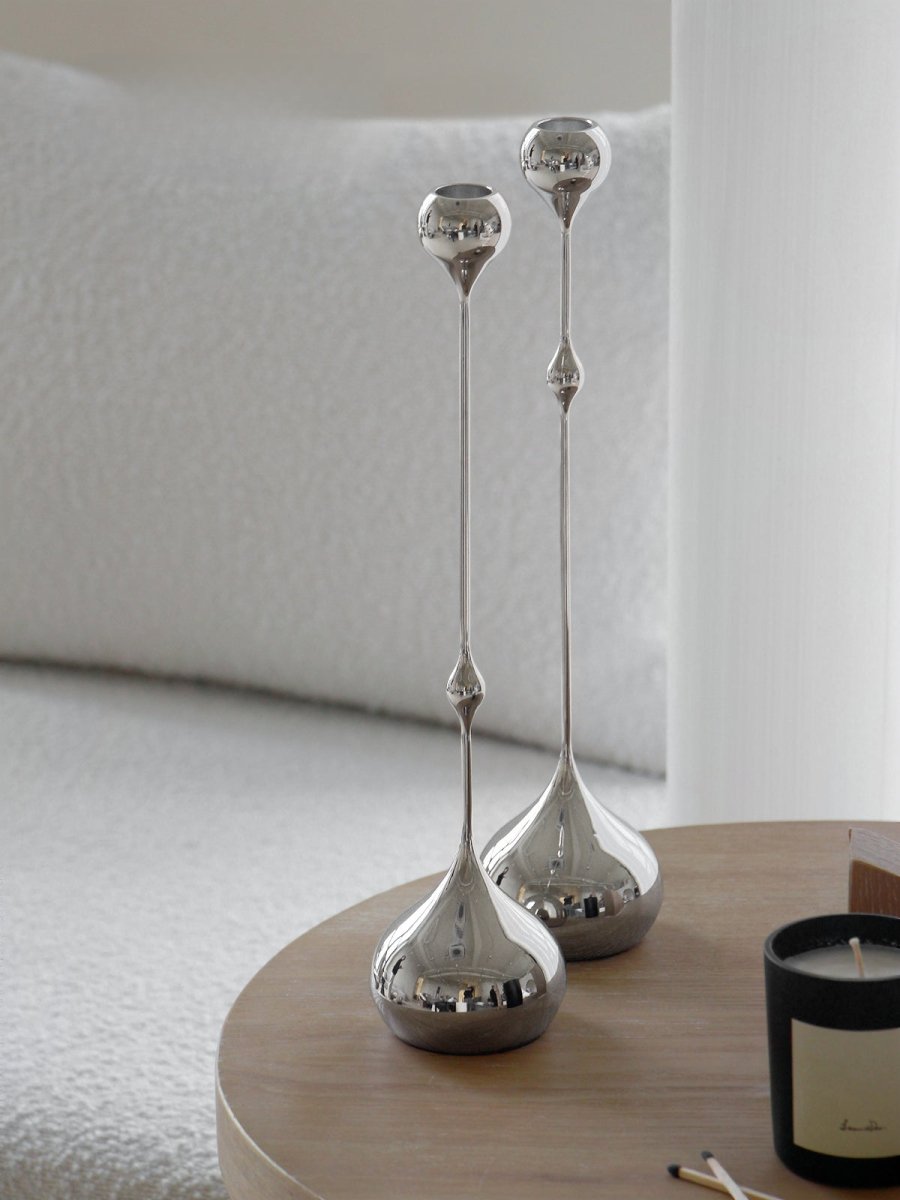 Silver Droplet Candle Holder
