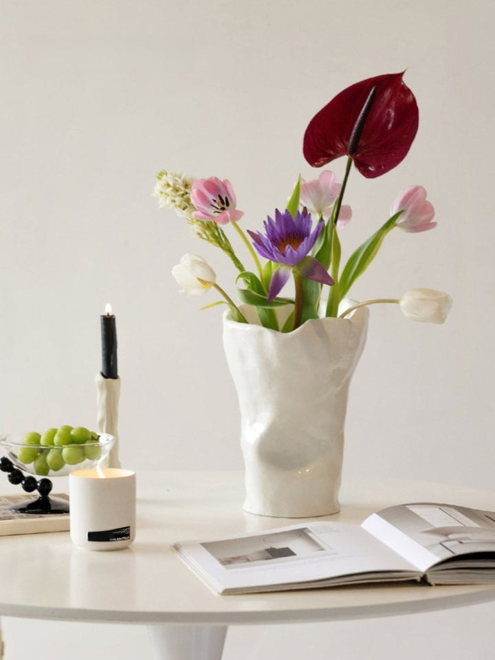 White Wabi Sabi Minimal Irregular Vase