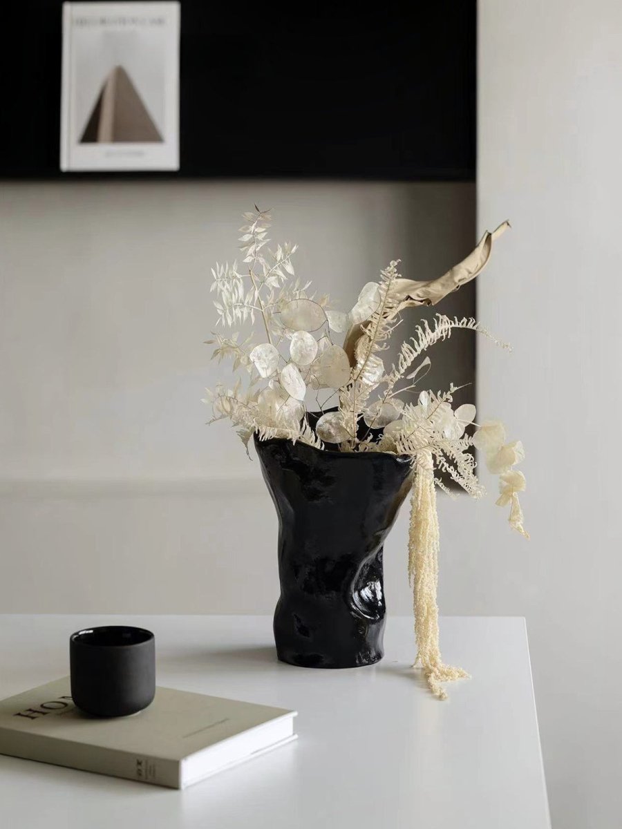 Black Wabi Sabi Irregular Vase
