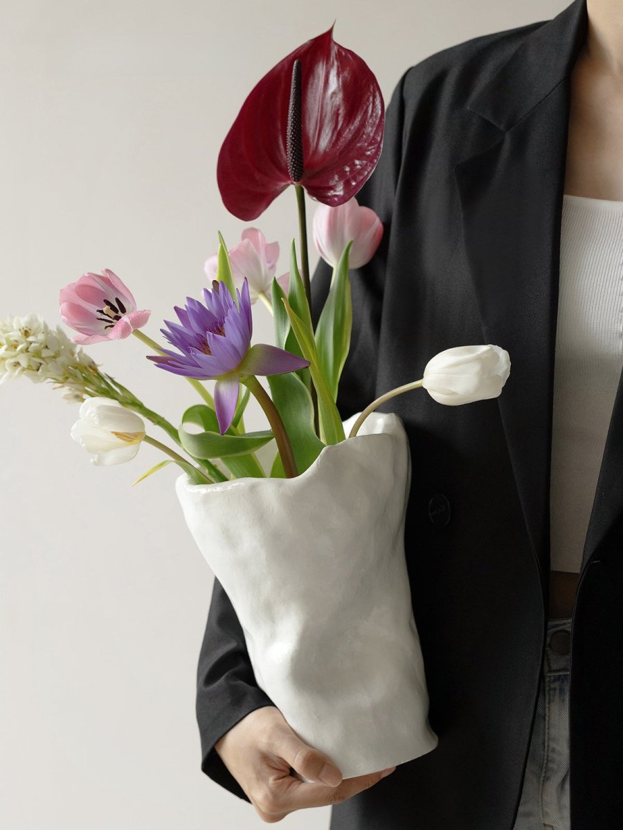 White Wabi Sabi Irregular Vase