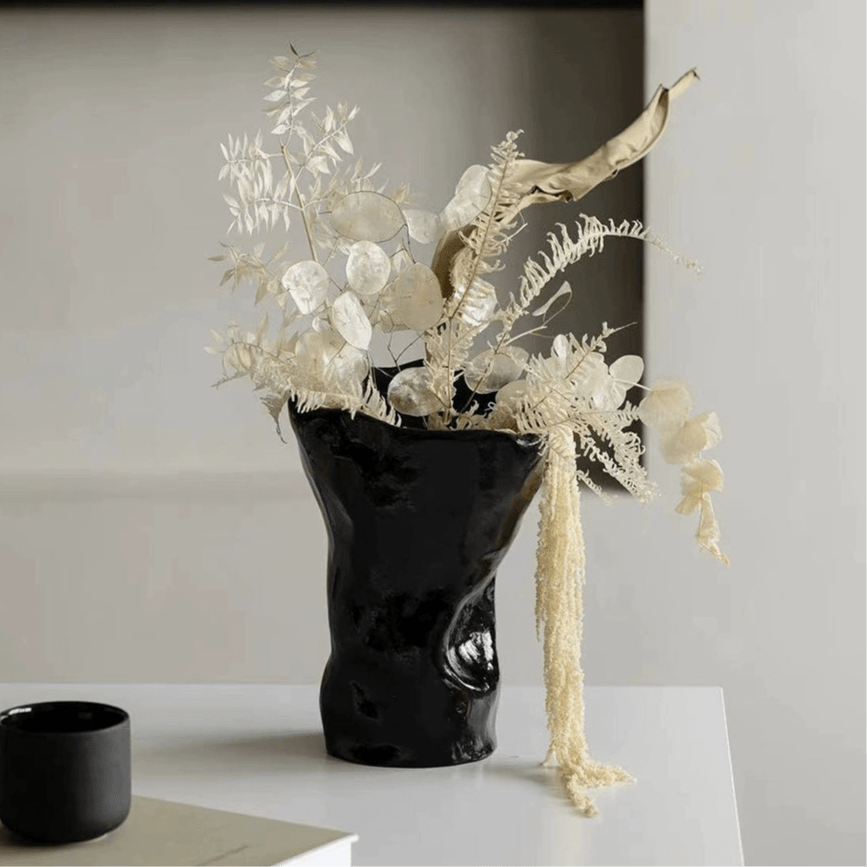 Black Wavy Ceramic Vase 