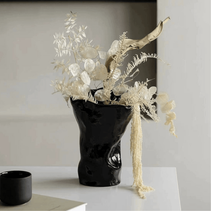 Black Wavy Ceramic Vase 