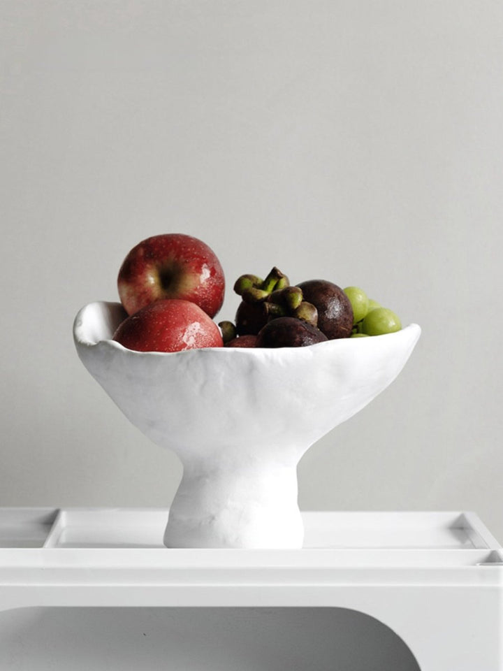 White Wabi Sabi Pedestal Decorative Bowl