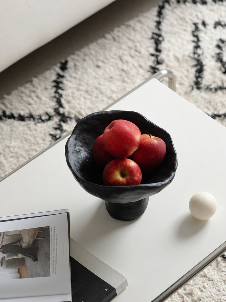 Black Wabi Sabi Pedestal Decorative Bowl