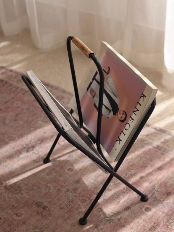 Vintage Mid Century Black Magazine Rack