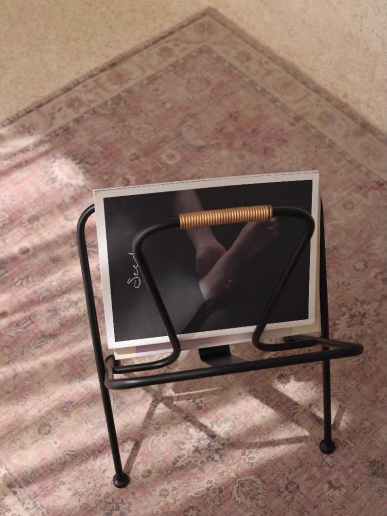 Vintage Mid Century Black Magazine Rack