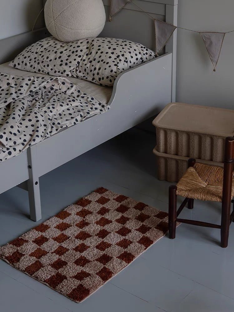 Retro Brown Checkered Bath Mat