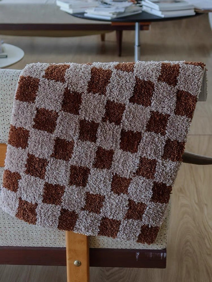 Retro Brown Checkered Floor Mat