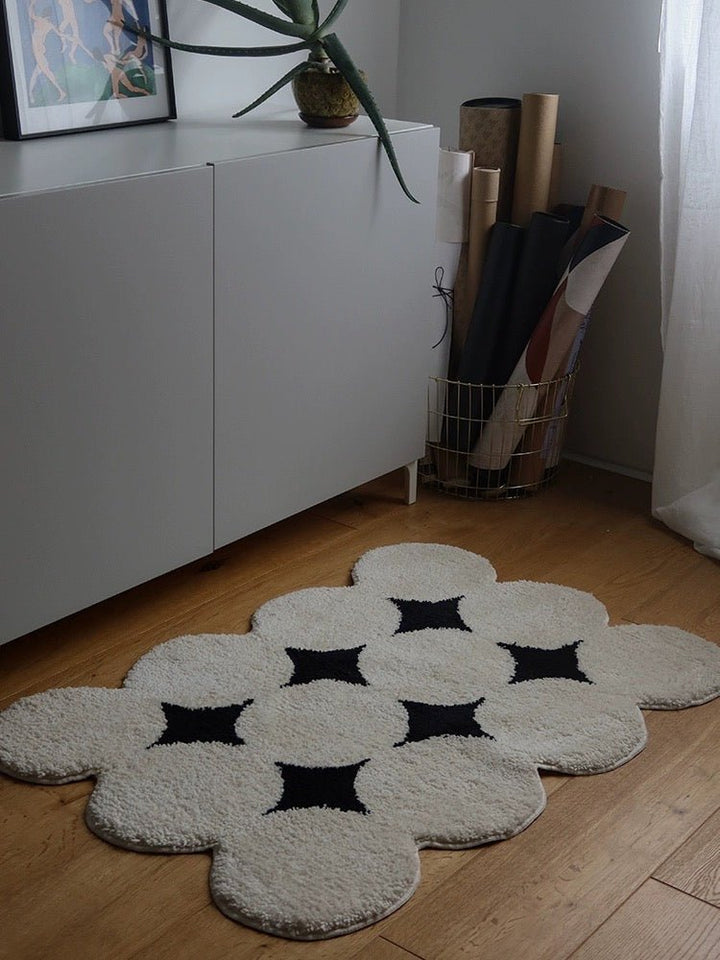 contemporary black and white rug