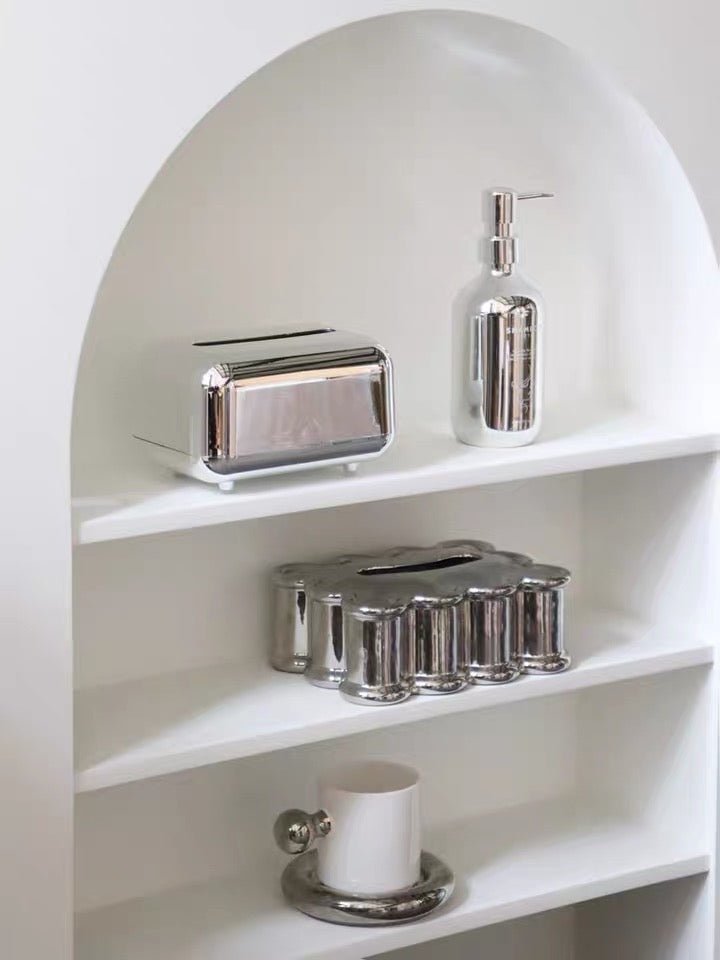 Contemporary Silver Tissue Holder