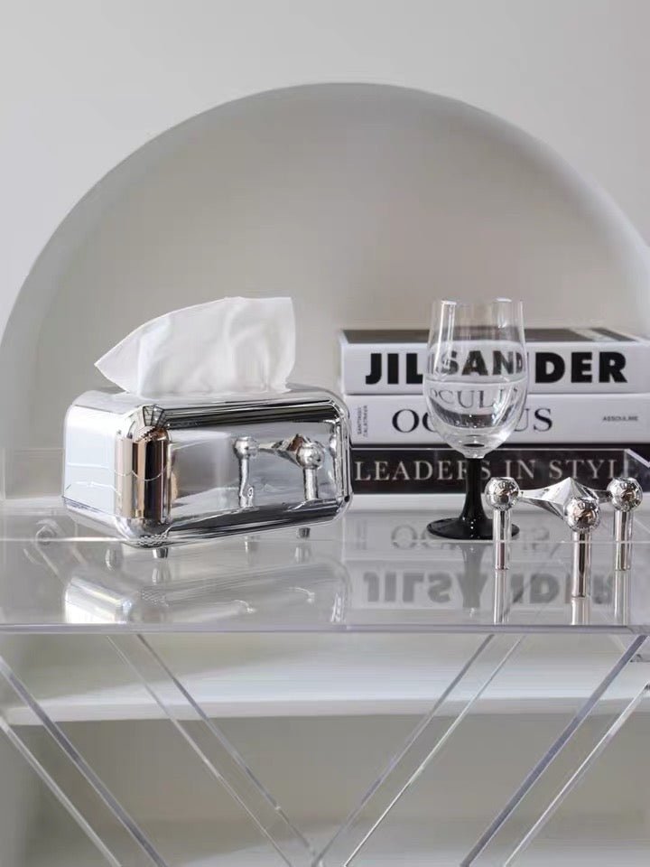 Contemporary Silver Tissue Holder