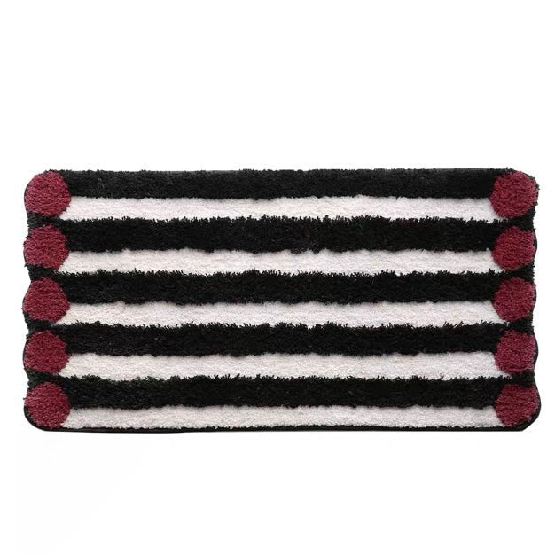 Black and Red Retro Striped Rug