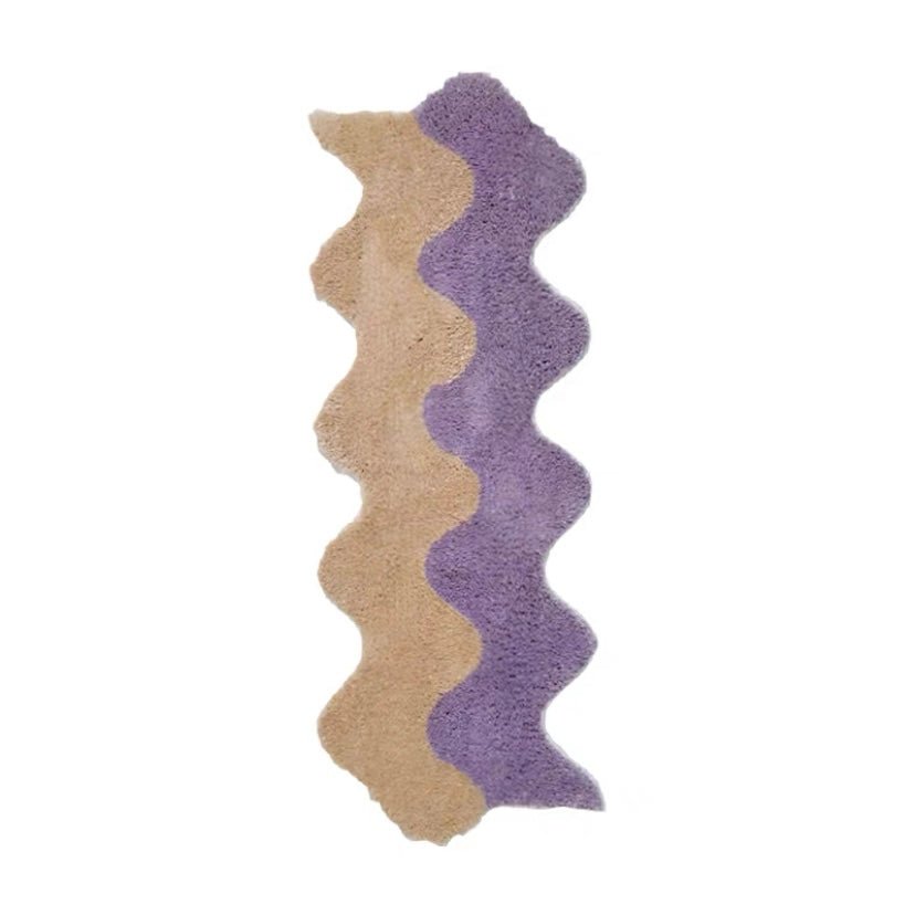 purple tan wavy rug