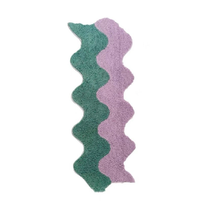 purple green wavy rug